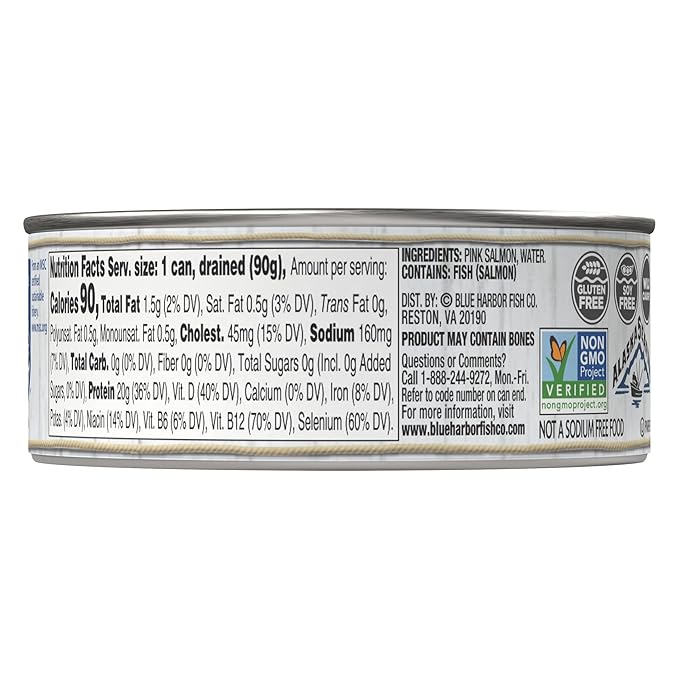 Blue Harbor Fish Co. Wild Pink Salmon in Water No Salt Added - 5 oz Can (Pack of 12)