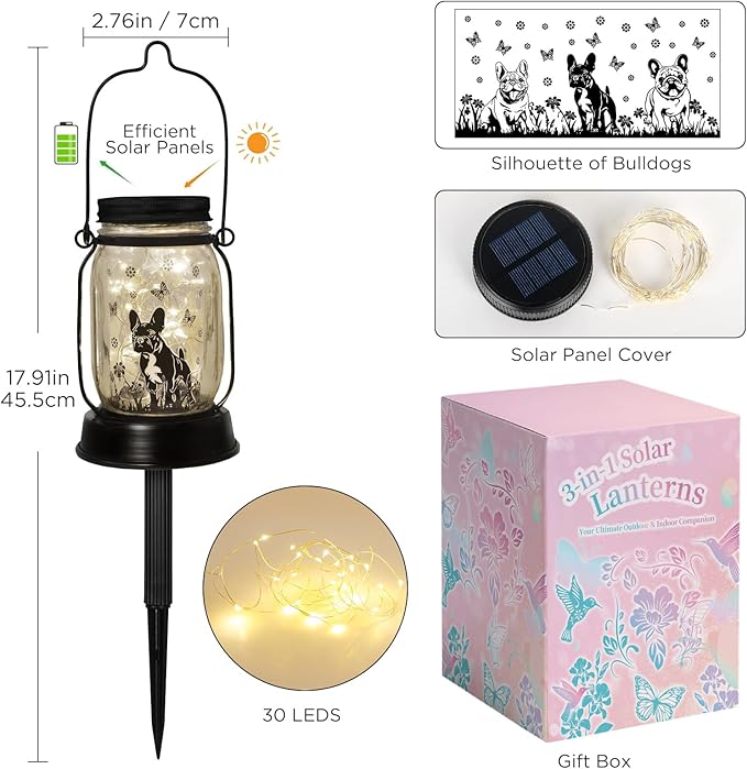 French Bulldog Gifts for Women/Men French Bulldog Solar Lanterns Dog Mom Birthday Dog Lovers