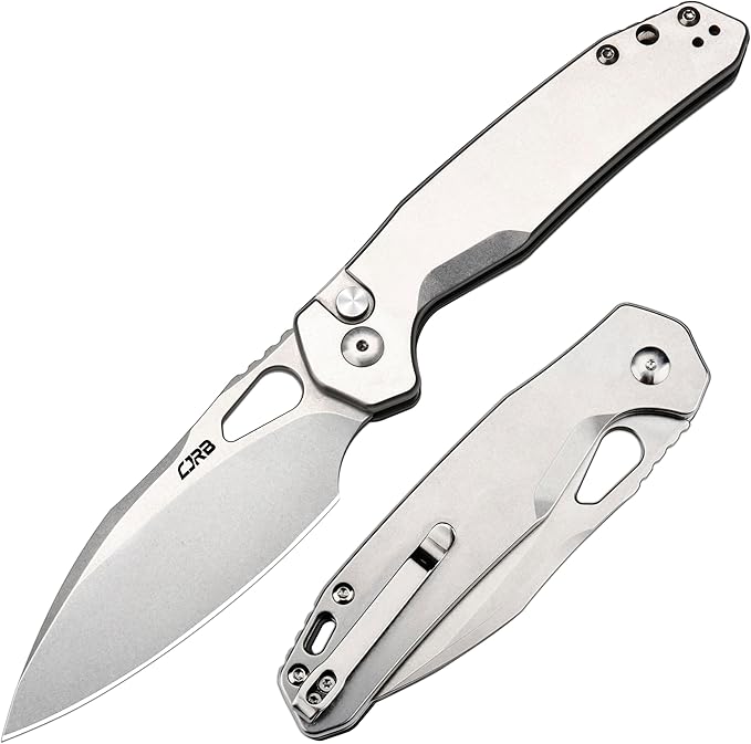 CJRB Frack Folding Pocket Knife, 3.9" AR-RPM9 Steel Blade PVD Coating Steel Handle EDC Knife