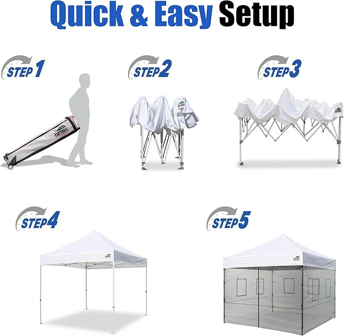 Eurmax USA 10'x10' Pop-up Canopy Tent Commercial Instant Canopies with 4 Removable Zipper End Food