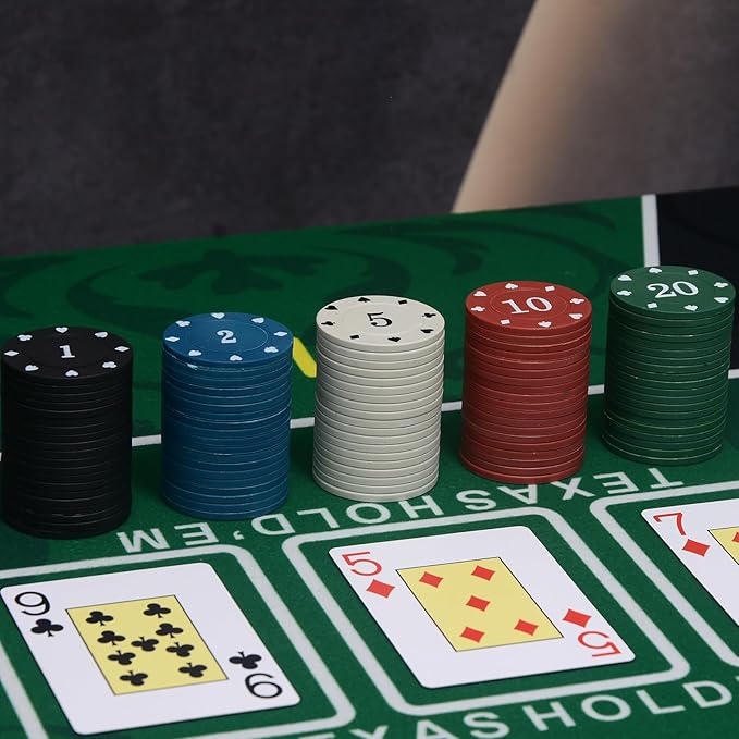 100PCS Poker Chip Set with Portable Storage Bag Professional Grade Casino Style 5 Colours for Texas