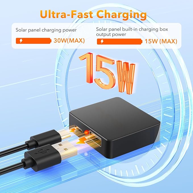 Solar Panels 30W Portable Foldable Solar Charger with 5V USB-A and USB-C Fast Charging Compatible