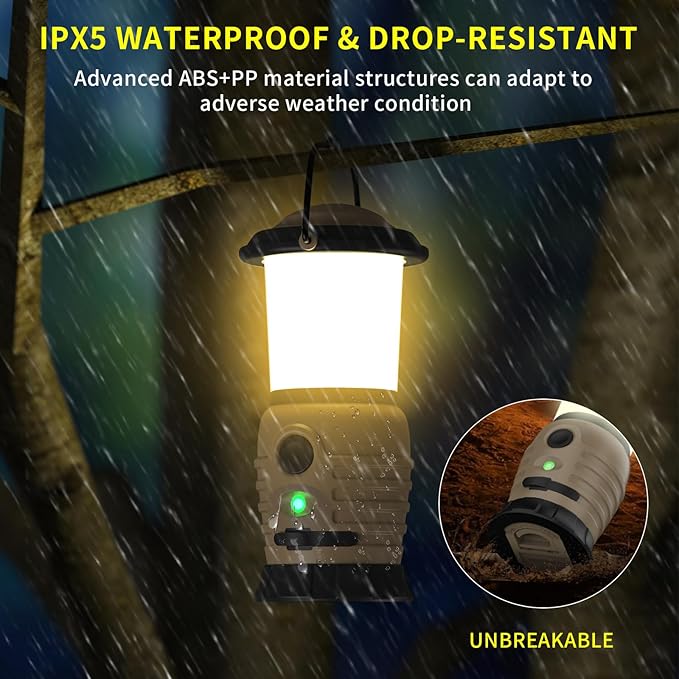 Camping Lantern Rechargeable, Portable LED Camping Lantern - Battery Tent Light with 4 Modes for