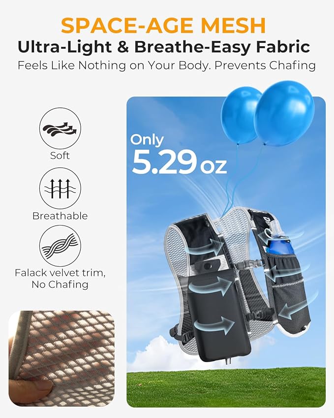 Running Vest for Women Men, Lightweight Hydration Runner Vest with Transparent Waterproof Phone