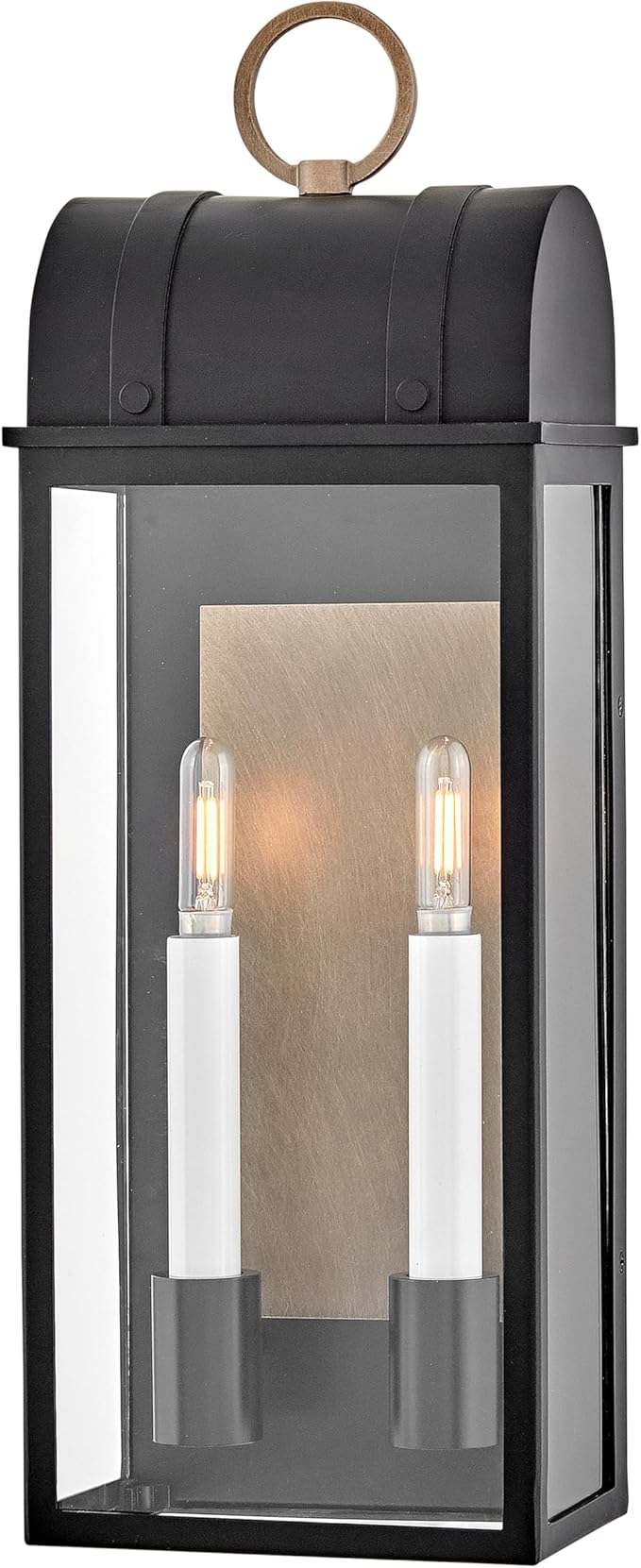 Hinkley Campbell Two Light Medium Outdoor Wall Mount Lantern - Wet Rated, Aluminum - Black Finish