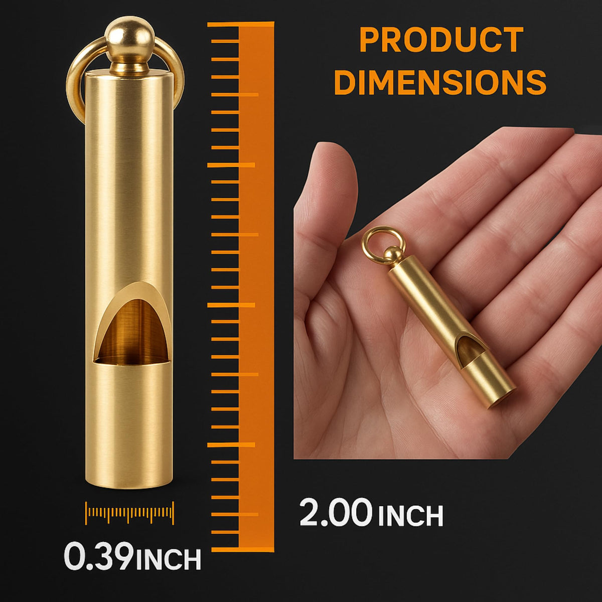 Loudest Brass Whistle — The Original 2-Inch Premium Emergency Whistle 125db+ One Piece Outdoor