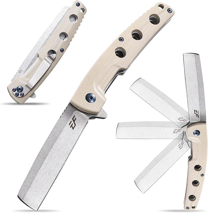 Eafengrow EF941 EDC Pocket Folding Knife D2 Steel Blade G10 Handle Pocket Clip with safety liner