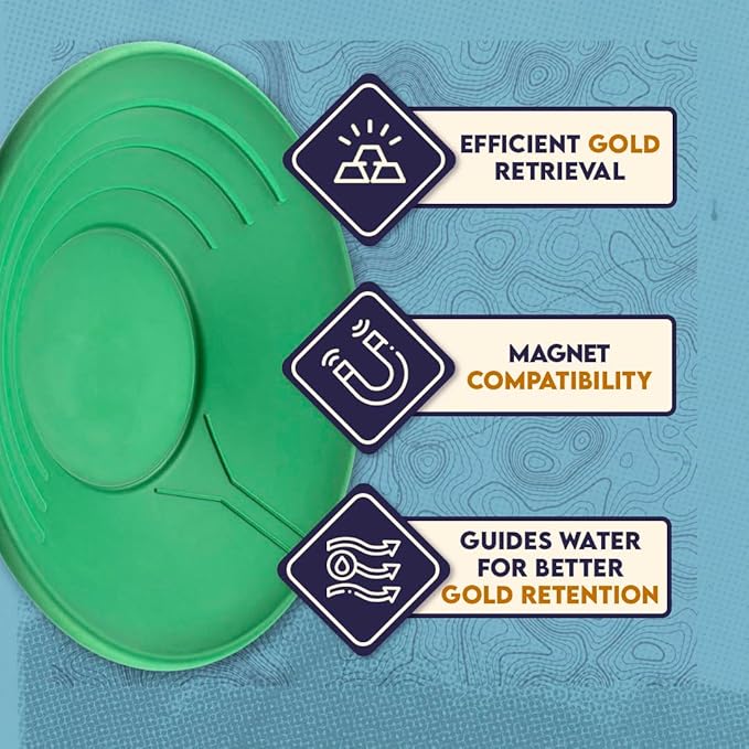 SE 14 Inch Gold Panning Pan - Three Riffles for Easier Mining and Prospecting (4 Pack Green)