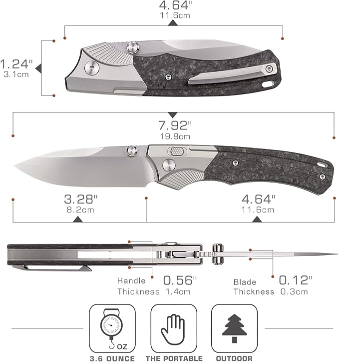 Titanium Pocket Knife WD107, Pearlescent M390 Blade EDC Knife, Men Women Daily Carry Lightweight