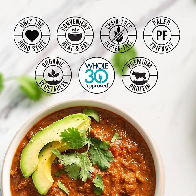True Primal Beef Chili 8-pack, No beans, Ready to eat, Gluten free, Paleo, Grass-fed beef, Whole30
