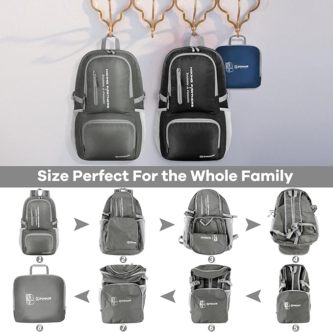 ZOMAKE Lightweight Packable Backpack - 35L Light Foldable Hiking Backpacks Water Resistant
