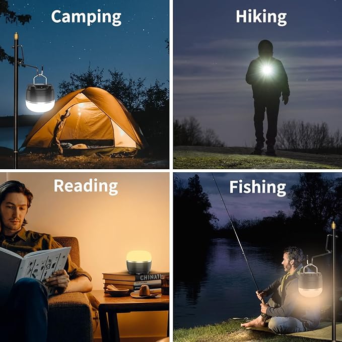 LED Camping Lantern Rechargeable, 1000LM Tent Light with 3 Color Lighting Modes, 8000mAh Power