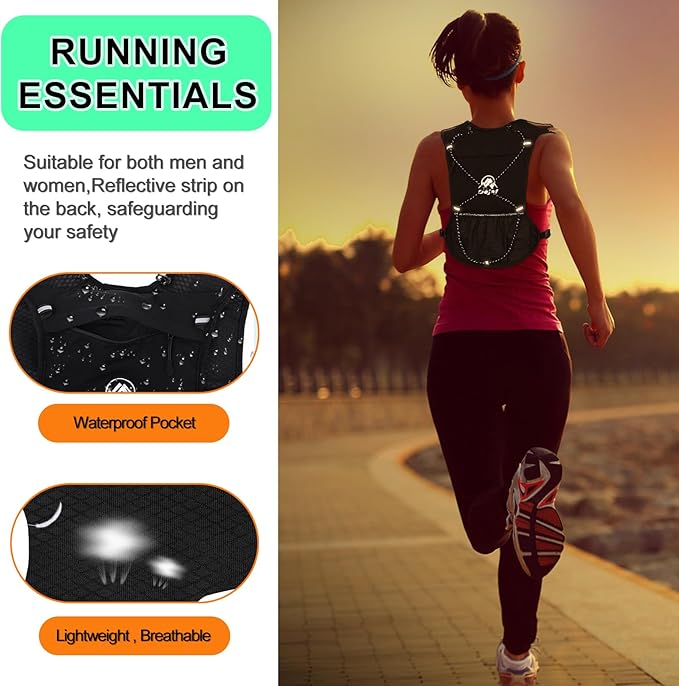 Running Vest for Women Men, Lightweight (194g/8 Bags) Hydration Backpack Phone Holder Vest for