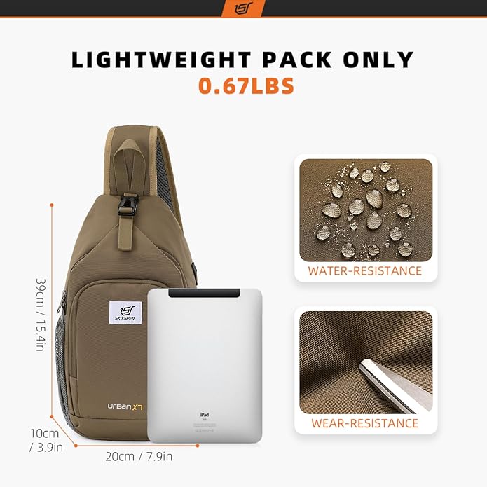 SKYSPER Sling Bag RFID Crossbody Sling Backpack Cross Body Shoulder Bag Travel Hiking Daypack for