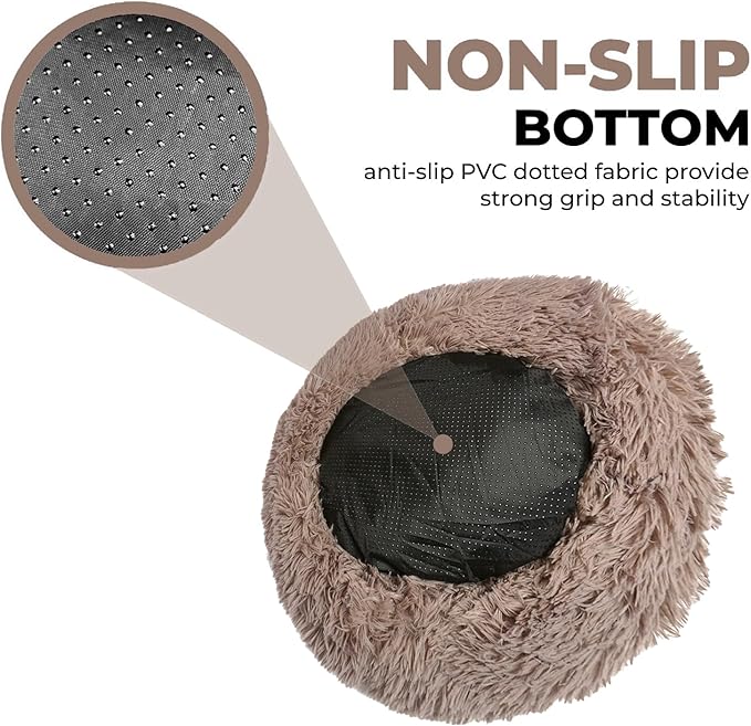 Whiskers & Friends Cat Bed, Cat Beds for Indoor Cats Washable, Orthopedic Soft Fluffy Round Calming