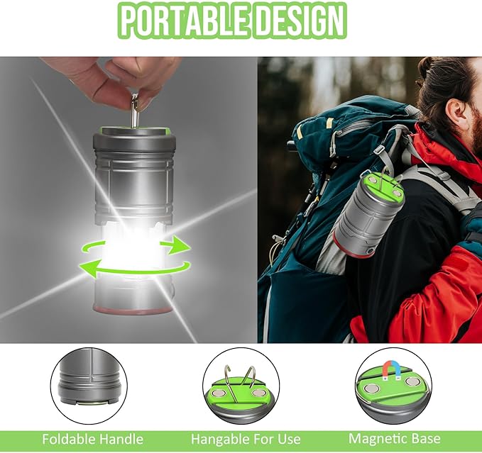 Lichamp Collapsible LED Camping Lantern, Portable Lightweight Waterproof LED Flashlight, 4 Light