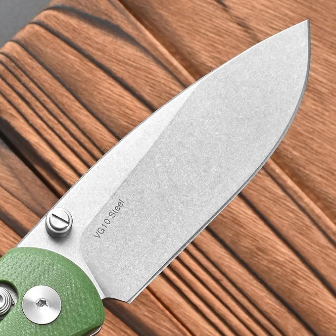 FF22 Folding Pocket Knife,VG10 Steel Blade Micarita Handle Full Tang Knife for Outdoor Activities