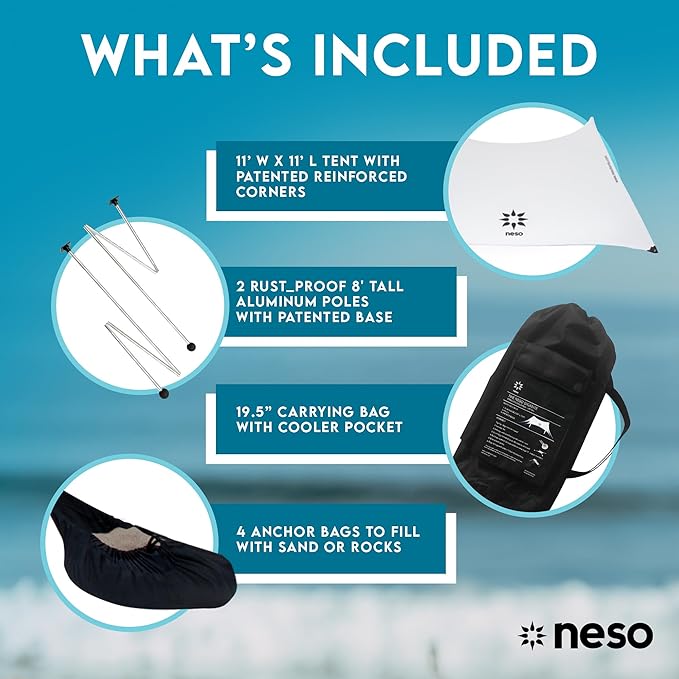Neso Gigante - Portable Beach Tent - Ideal to Enjoy with Family and Friends - UPF 50+