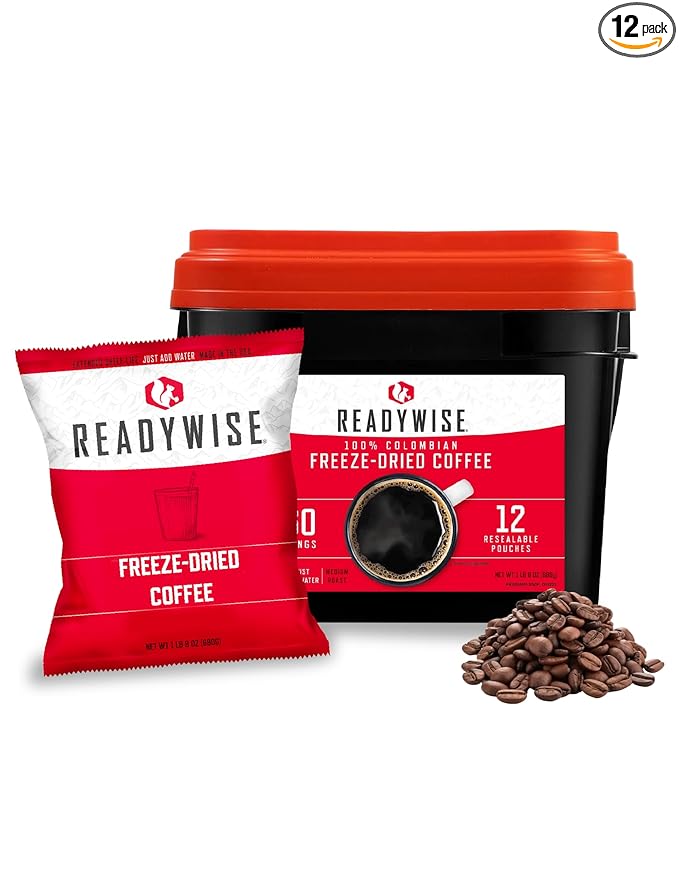 ReadyWise Emergency Food Supply - 360 Servings Freeze Dried Coffee Bucket, Survival Food, Instant