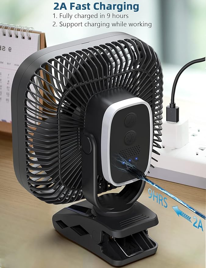 SLENPET 20000mAh Rechargeable Portable Clip on Fan, Last 78 hrs, 4 Speeds Camping Fan, Battery