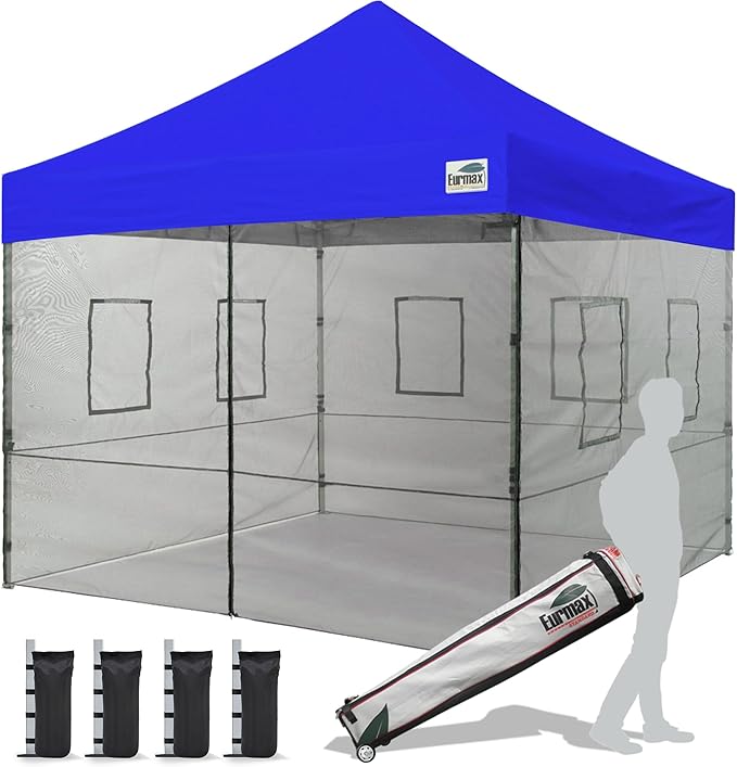Eurmax USA 10'x10' Pop-up Canopy Tent Commercial Instant Canopies with 4 Removable Zipper End Food