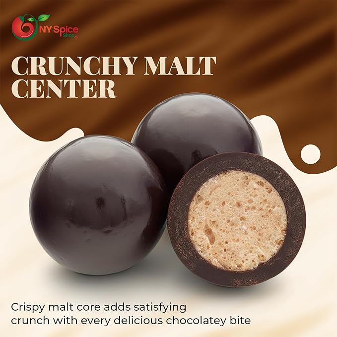 NY Spice Shop Dark Chocolate Espresso Chocolate Malt Balls Party Decorations - 8 Ounce Malted Milk