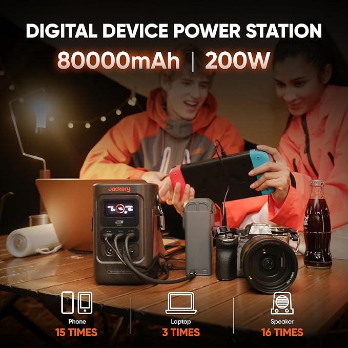 Jackery Explorer 240D Power Bank, 256Wh LiFePO4 Battery Portable Power Station, 200W DC Output