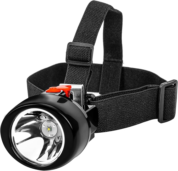 High Power Rechargeable Headlamp with One-Button Control, Long Range LED Miner Headlight