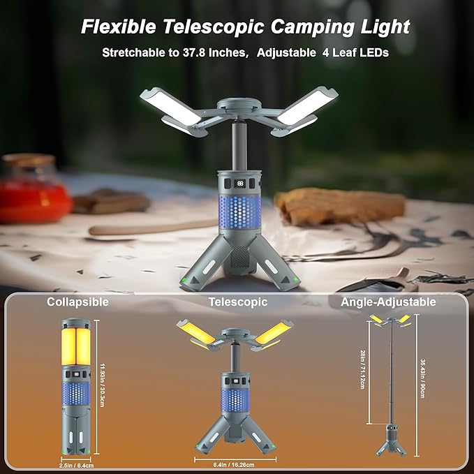 Camping Lights, Rechargeable Telescopic Camping Lights with Stand,12,000mAh Camping Lanterns &