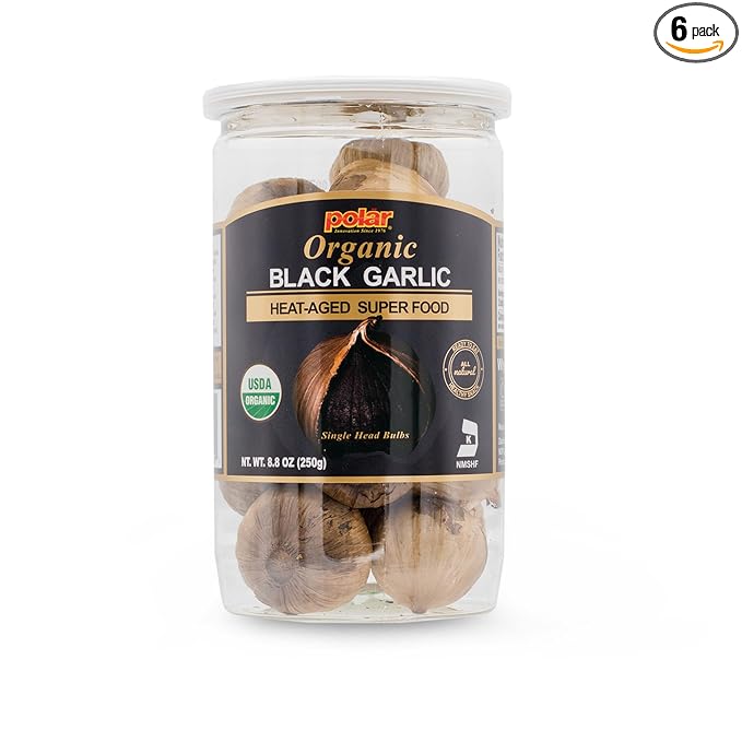 MW Polar USDA Organic Black Garlic 8.8oz (Pack of 6), Whole Bulbs, Easy Peel, All Natural, Chemical