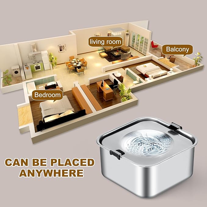 3L/101oz No Spill Dog Water Bowl, Slow Drinking Travel Dog Bowl Spill Proof, Stainless Steel