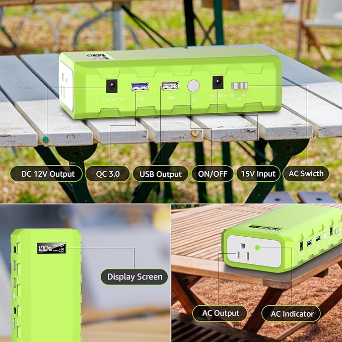 powkey Portable Power Station with AC Outlet, 65W/110V External Battery Pack 24000mAh/88.8Wh Power