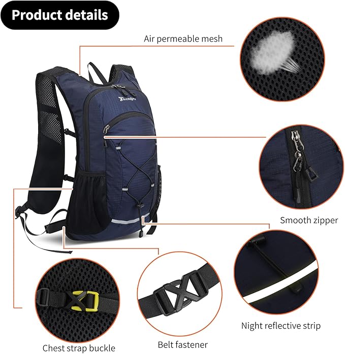 15L Small Hiking Backpack Lightweight Hydration Backpack for Men Women, Warterproof Hiking Daypack