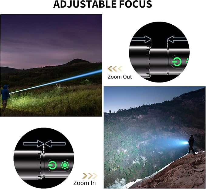 Rechargeable Magnetic Flashlights, LED High Lumens Flashlight Super Bright with 9 Modes, Waterproof