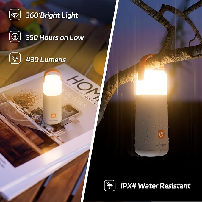 Camping Lantern, 350 Hours Running Time Rechargeable Lantern, 3200mAh Lantern Flashlight with 4