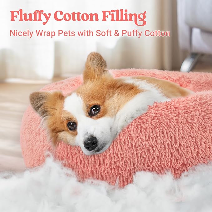 rabbitgoo Calming Dog Bed for Small Medium, 30 inches Pet Bed Machine Washable, Non-Slip Round