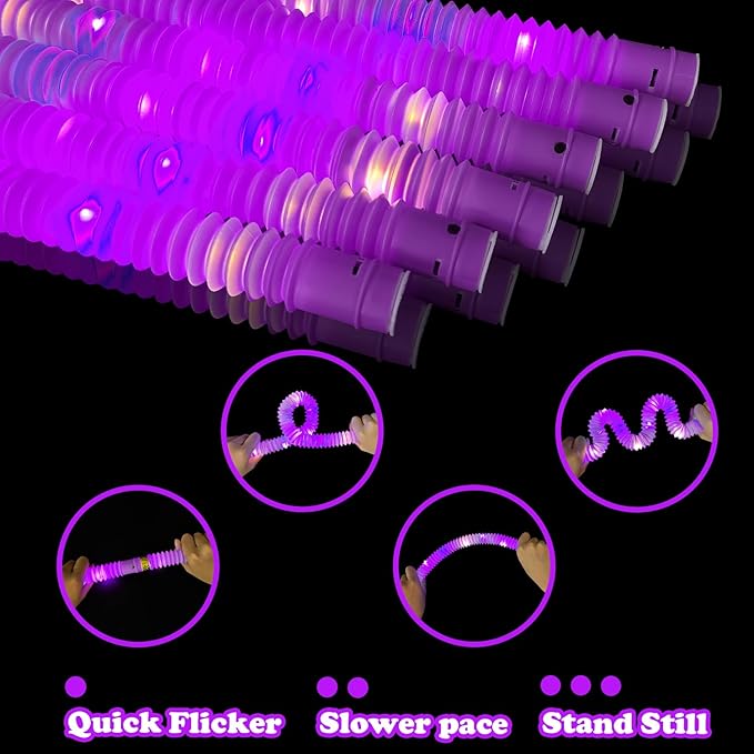 24 PCS Purple Glow Sticks Party Favors for Kids, Light Up Necklaces Bracelets Accessories for