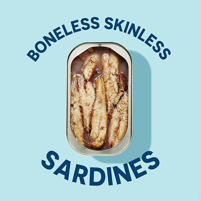 Wild Planet Wild Sardines in Extra Virgin Olive Oil with Sea Salt, Skinless & Boneless, Tinned Fish