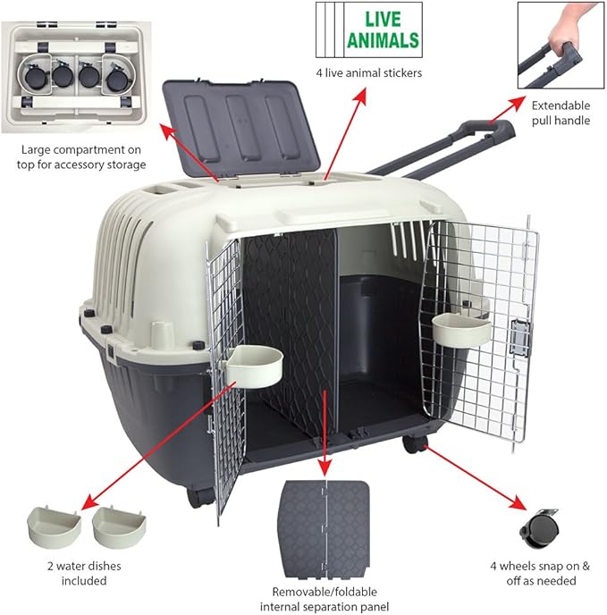 SPORT PET Designs Double Wire Door Plastic Kennel (CM-0699-CS01)