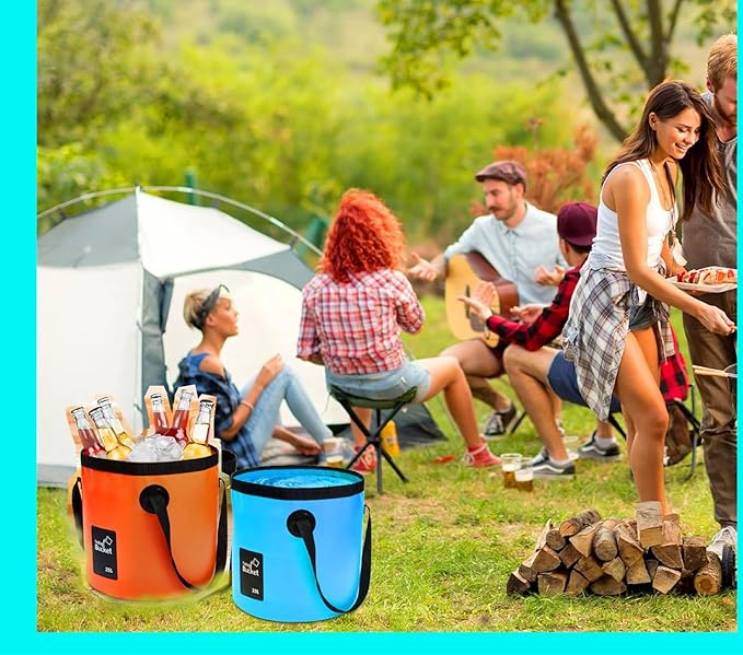Collapsible Buckets, Camping Water Storage Container 5 Gallon(20L) Portable Folding Bucket Wash