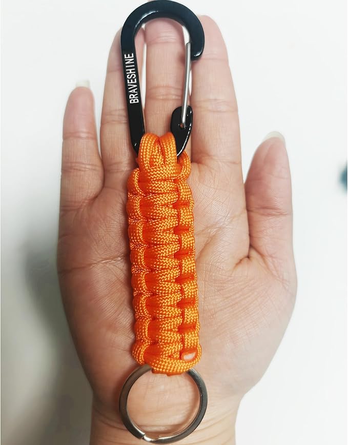BRAVESHINE Paracord Keychain Carabiner Clip, D Ring Lanyard Hanger Stroller Hook for Water Bottle