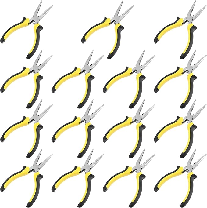 SINJEUN 15 Pack 6 Inch Needle Nose Pliers, Long Needle Nose Pliers with Wire Cutter, Insulated