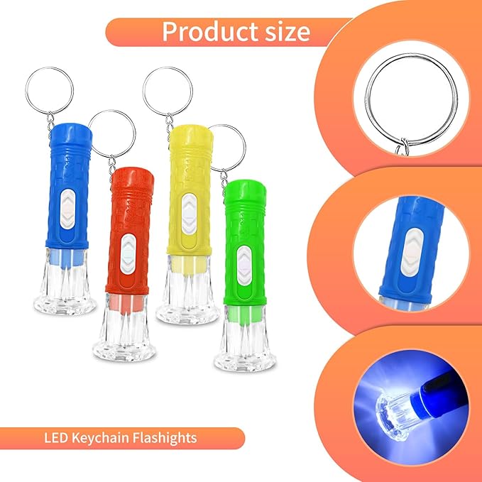 100 Pieces Mini Flashlight Keychain Bulk for decor, Assorted Colors Torch Keyring Flashlights LED