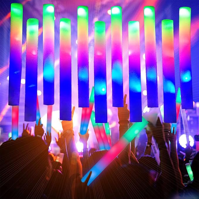 Foam Glow Sticks Bulk 160 PCS,3 Modes Flashing LED Light Sticks Glow in The Dark Party Supplies