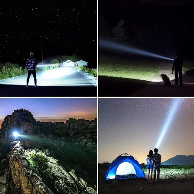 YIERBLUE Rechargeable Spotlight, Super Bright High Lumen LED Handheld Spotlight Long Lasting Large