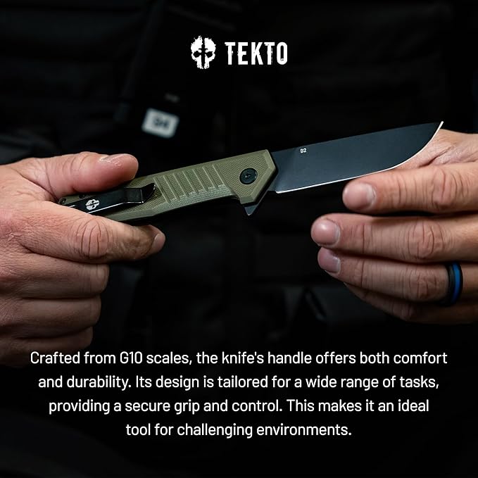 F1 Alpha Folding Pocket Knife - Modified Straight Back Blade, Titanium Coated D2 Steel, Ideal for