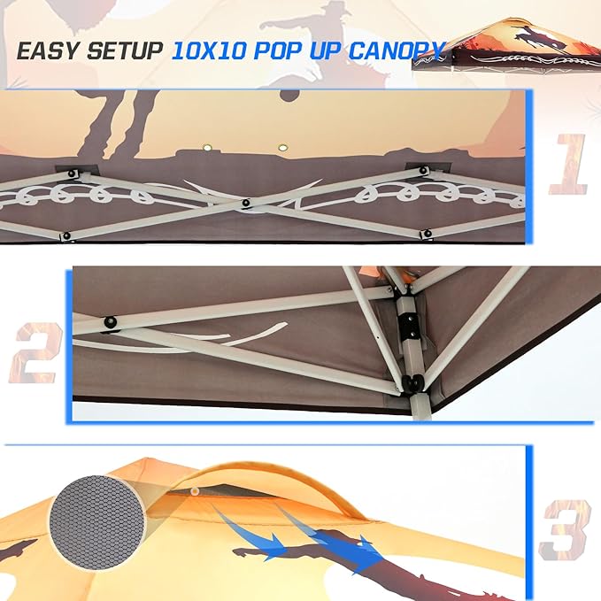 EAGLE PEAK Pop Up Canopy Tent with Wheeled Carry Bag, 8 Stakes, 4 Ropes, 4 Weight Bags, Easy Set Up