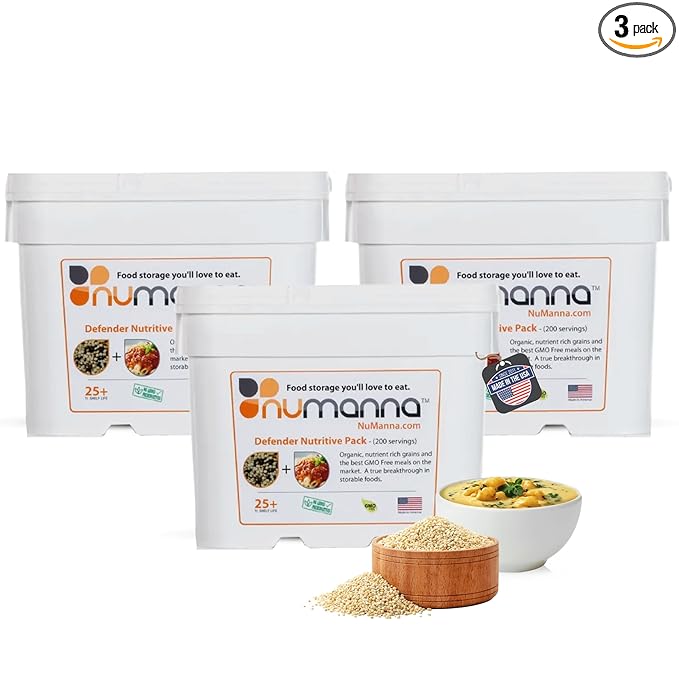 Numanna Defender Nutritive Pack Bucket 612 Servings | 3-Months Emergency Food Supply | GMO-Free