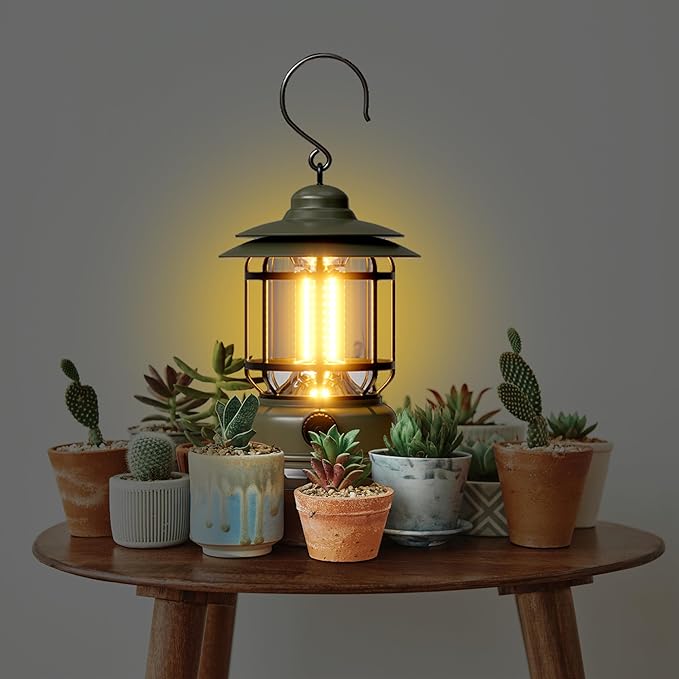 LED Camping Lanterns,1500LM Step-less Dimming, Lightweight Retro Battery Powered USB Rechargeable