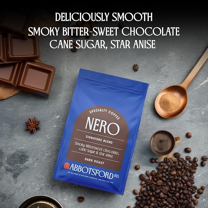 Nero Arabica Coffee Whole Bean, Smoky Bittersweet Chocolate, Cane Sugar, and Star Anise Dark Roast